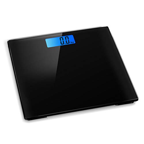 Digital Electronic Bathroom Scale Bath Scales body weight 180KG Backlit 28x28cm Weight Management (Black Glass)