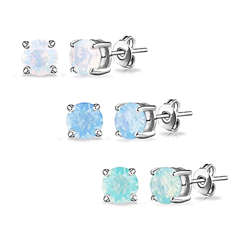 Pack of Three Opal Earrings Created with Zircondia&reg; Crystals