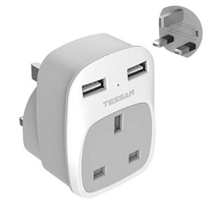 USB Plug Adaptor UK with 2 USB Ports