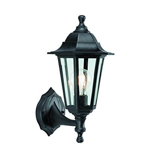 National Lighting Mayflower Traditional Style Black Outdoor Garden Security Porch Weatherproof Wall Light Lantern IP44 Rated Reversible            [Energy Class A]