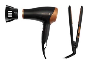Remington Hair Care Gift Set - Ceramic Hair Straighteners and 2000 W Ionic Hair Dryer with Concentrator D3012GP