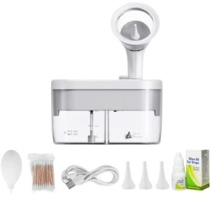 Electric Ear wax removal irrigation cleaner by NanaCare UK with Olive Oil Ear Drops|Ear washing & Earwax Cleaning Remover Kit -For Cleaner Adult and Kids ears| Includes Cotton Swabs