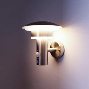 NBHANYUAN Lighting® Outdoor LED Wall Light with Motion Sensor Outside Lights Mains Powered PIR Stainless Steel External Weatherproof 3000K Warm White Light for Front Door