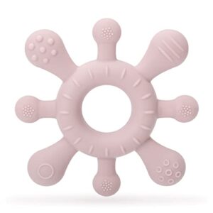 Baby Teething Toys Teethers Silicone Rudder 3 Months Teething Ring for Babies for Soothe Massage Sore Gums 100% Food Grade Silicone and Free of BPA (Pink)