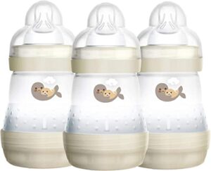 MAM Easy Start Self Sterilising Anti-Colic Baby Bottle 3 Pack (3 x160 ml) with Slow Flow MAM Teats Size 1