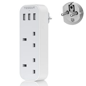 UK to European Plug Adapter with 3 USB