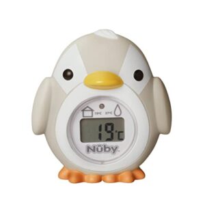 Nuby Penguin Bath & Room Thermometer – Easy to Read Display | BPA-Free| Suitable from 0 Months + (Grey)