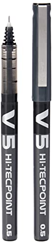 Pilot V5 0.5 mm Liquid Ink Rollerball Pen - Black (Pack of 5)
