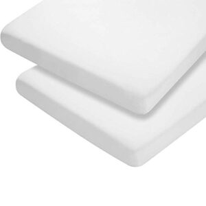 Dudu N Girlie Travel Cot Fitted Sheet 95 x 65 | White Travel Cot Sheets 95 x 65cm | Hypoallergenic Toddler Bed Sheet Breathable Easy Care | Junior Bed sheets (Pack of 2