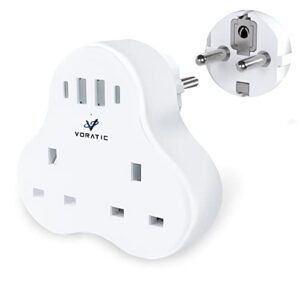 UK to European Plug Adapter with 4 USB Ports（2 USB A+2 Type C）