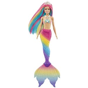 Barbie Dreamtopia Rainbow Magic Mermaid - Doll with Rainbow Hair & Water-Activated Color Change Feature - Fantasy Look - Tiara - Gift for Kids 3+ - GTF89