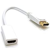kenable DisplayPort v1.2 4k Compatible Male Locking Plugs Cable 1m White [1 metres]