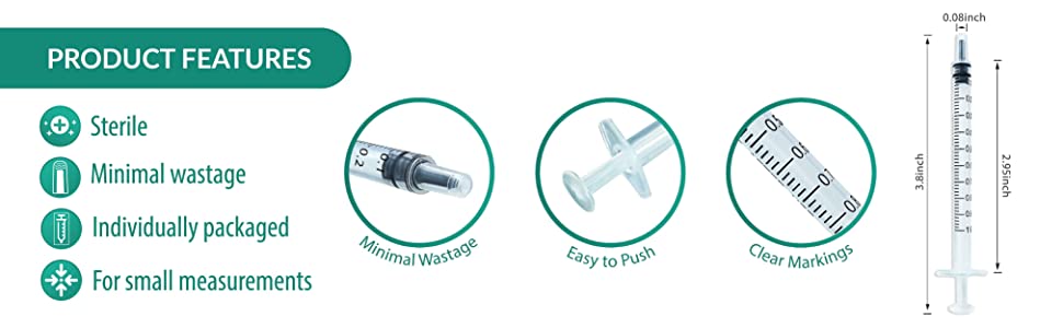 Sterile, Minimal wastage, Individually packaging, For small measurments 