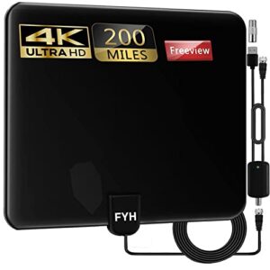 FYH Indoor TV Aerial with Smart Amplifier Signal Booster - 200+ Mile Range