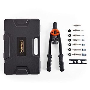 VonHaus Rivet Nut Gun - Rivnut Tool - Hand Riveter Pliers Set - Rivet Nut Tool - with M3 M4 M5 M6 M8 M10 M12 Metric 7 Mandrels and 150Pcs Assorted Rivnuts - Rivet Nut Thread Setter with Carrying Case