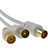 kenable RF Coaxial RG6 TV Aerial Lead Coax Male Plug to Plug Black Cable GOLD 0.5m [0.5 metres]