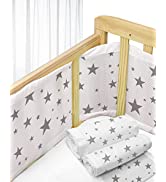 WYSWYG Breathable Mesh Cot Bumper,Cot Liner Crash Pad Collection for Full Size Quad Panel Strips ...