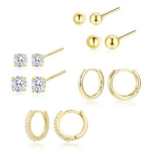 KISSPAT Stud Earrings for Women Piercing Huggie Hoop Earrings Hypoallergenic Cartilage Earrings Set for Multiple Piercing