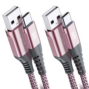 2-Pack 3M USB C Cable 3.1A Fast Charger Cable Braided Compatible for Samsung Galaxy Flip/Fold z3 S10 S9 S8 S20 S21 S22 A02s A03s A12/13 A21s/22/20 A32 A52s/51 A70/71/72 Note 20/10