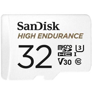 SanDisk HIGH ENDURANCE Video Monitoring for Dashcams & Home Monitoring 32 GB microSDHC Memory Card + SD Adaptor
