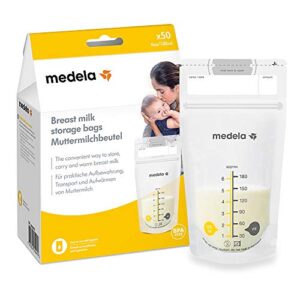 Medela Set of 180 ml Breast Milk Storage Bags - Pack of 50 BPA-free breast milk collection pouches with double zip