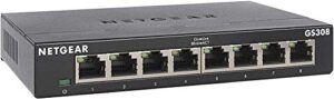 NETGEAR 8 Port Gigabit Network Switch GS308 | Ethernet Switch | Ethernet Splitter | Plug-and-Play | Silent Operation | Desktop or Wall Mou
