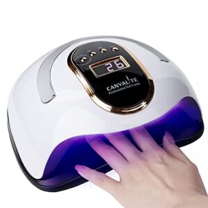 Canvalite UV Nail Lamp 168W Faster Gel Nail Lamp Professional Nail Dryer with Automatic Sensor /4 Timer Settings/LCD Display for Gel Nails Polish Starter Nail Art Tools for Home Salo
