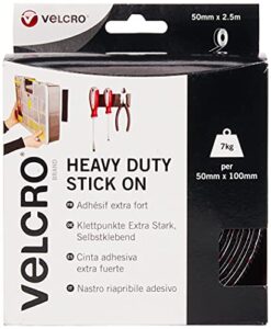 VELCRO Brand Heavy Duty Stick On Tape Cut-to-Length Industrial Extra Strong Double Sided Hook & Loop Self Adhesive Tape Perfect for Room Décor & Home