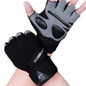 SAWANS Gym Gloves Training Weight lifting Gloves for Men Women Wrist Support Padded Extra Grip Palm Protection Exercise Fitness Workout Gloves Cycling