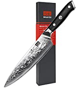 SHAN ZU Kitchen Knife Nakiri, Japanese Knife of 16,5 cm, Chef Knife German Stainless Steel, Knife...