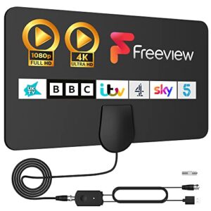 【2023 Upgraded】TV Aerial Indoor - Amplified Indoor TV Aerial with Booster 250+ Long Range Reception