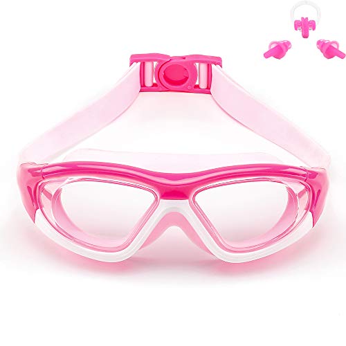Big Frame Wide-Vision Swim Goggles for Children Girls Boys(Age 6-15 years old)
