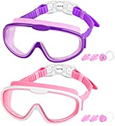 COOLOO Kids Swimming Goggles, 2 Packs Crystal Clear Swim Goggles for Kids, Children, Boys, Girls,...