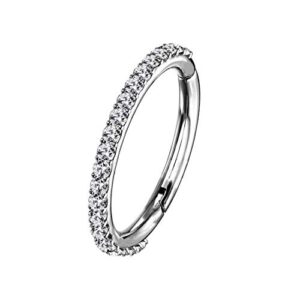 OUFER 16G 14G 6/8/10/12mm Cartilage Earring Hoop Stainless Steel CZ Line Helix Earring Hoop Daith Earring Piercings Jewellery