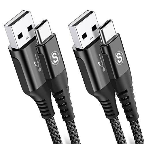 2-Pack 2M USB C Cable 3.1A Fast Charger Cable Braided Compatible for Samsung Galaxy Flip/Fold z3 S10 S9 S8 S20 S21 S22 A02s A03s A12/13 A21s/22/20 A32 A52s/51 A70/71/72 Note 20/10