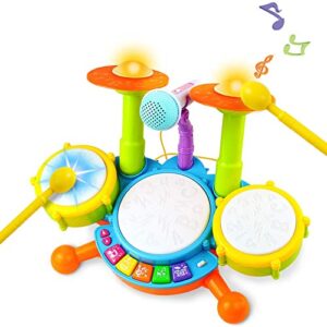 Kids Drum Kit - Toy for 1 Year Old Boys Drum Set Baby Musical Instruments Gifts for Boys Girls Toddlers Nursery Rhymes Electronic for Children Kid Toddler Toys for 1 2 Year Old Boys Girls