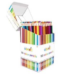 abeec 180 Colouring Pencils - Coloured Pencils Box Containing 180 Assorted Colours for Kids - Art Pencils for Colouring Books