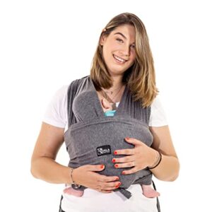 Koala Babycare Baby Sling Easy to Wear - Certified Ergonomic Support - Multi-Purpose Stretchy Baby Carrier Suitable up to 9 kg - Baby Wrap Carrier for Newborn - Anthracite - Registered Desig