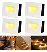 3W LED Wall Recessed Stair Lights Warm White,Square White Led Step Lights with Aluminum,IP65 Wate...