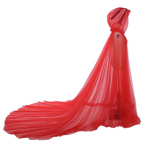 GRACEART Bridal Hooded Cloak Cape Long Back Wedding Tulle Elf Robe Chapel Veil Mantilla