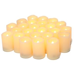 LED Flameless Flickering Votive Tea Lights Candle Battery Operated Set of 24 / Electric Flicker Tealights Bulk Fake Candles for Wedding