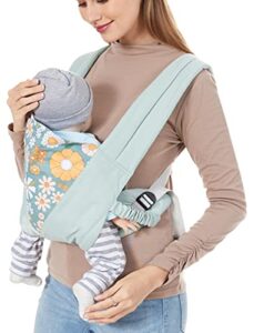 Happy Cherry - Newborns Sling Soft Carrier Toddler Sleepy Wrap Front and Backpack Carrier with Adjustable Stretchy Strap Anti-Slip Hands Free Easy Wear Green Black Pink Grey One Size for 0-36 Month