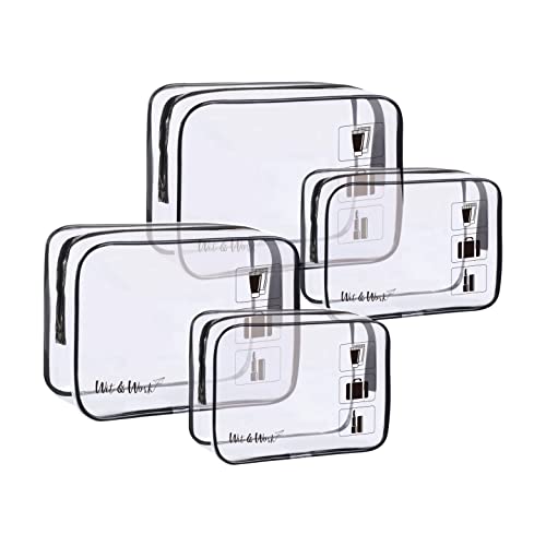 Transparent Toiletry Travel Bag TSA Approved Waterproof Clear Cosmetic Toiletry Bag 4 Pcs Portable Quart Size Transparent Travel Bag for Women and Me