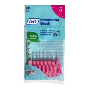TePe Interdental Brushes | Type: Original | Pink | Size 0 (0.4mm) | 1 Pack of 8 Brushes