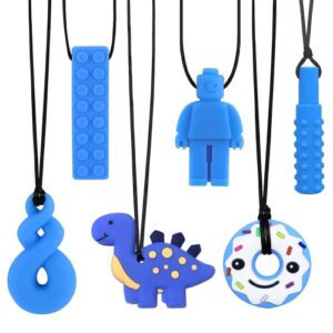 Sensory Chew Necklaces 6 Pack Made of Food Grade Silicone for Kids