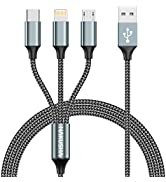 Multi Charging Cable, 3 in 1 Charger Cable [1.2M] Multiple USB Cord Nylon Braided with Micro Type...