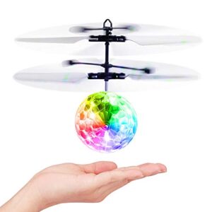 Betheaces Flying Ball Toys Kids RC Flying Hover Disco Ball Remote Control Helicopter Drone Infrared Induction Gifts for Boys Girls Teenagers Indoor Outdoor Handheld Games