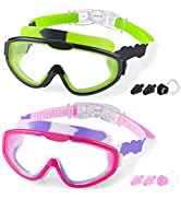 COOLOO 2-PACK Kids Swimming Goggles, Kids Swim Goggles Junior Children Girls Boys Early Teens Age...