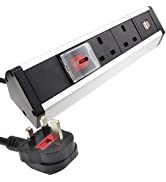 kenable PDU C19 IEC Sockets 8 Way with UK Plug Power Distribution Unit Horizontal 3m [3 metres]