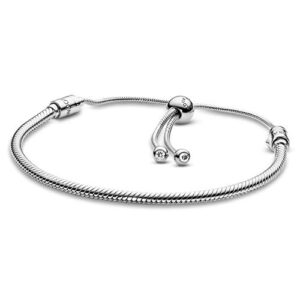 Pandora Moments Women's Sterling Silver Cubic Zirconia Slider Bracelet for Charms